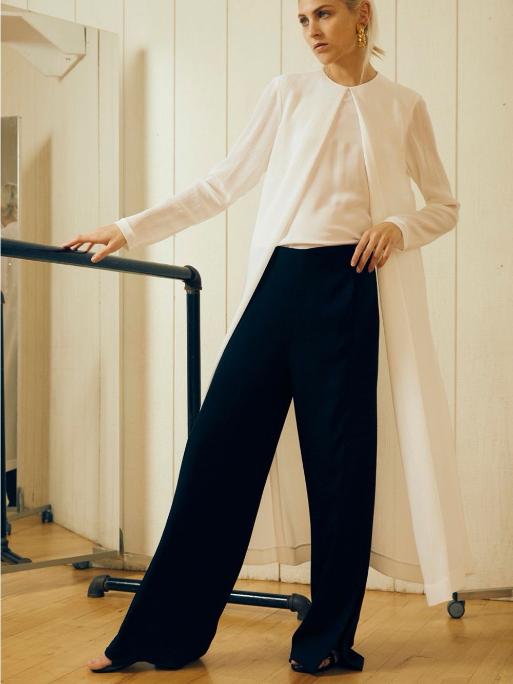 Rosetta Getty Long White Layered Top 2016 Collection Size 4